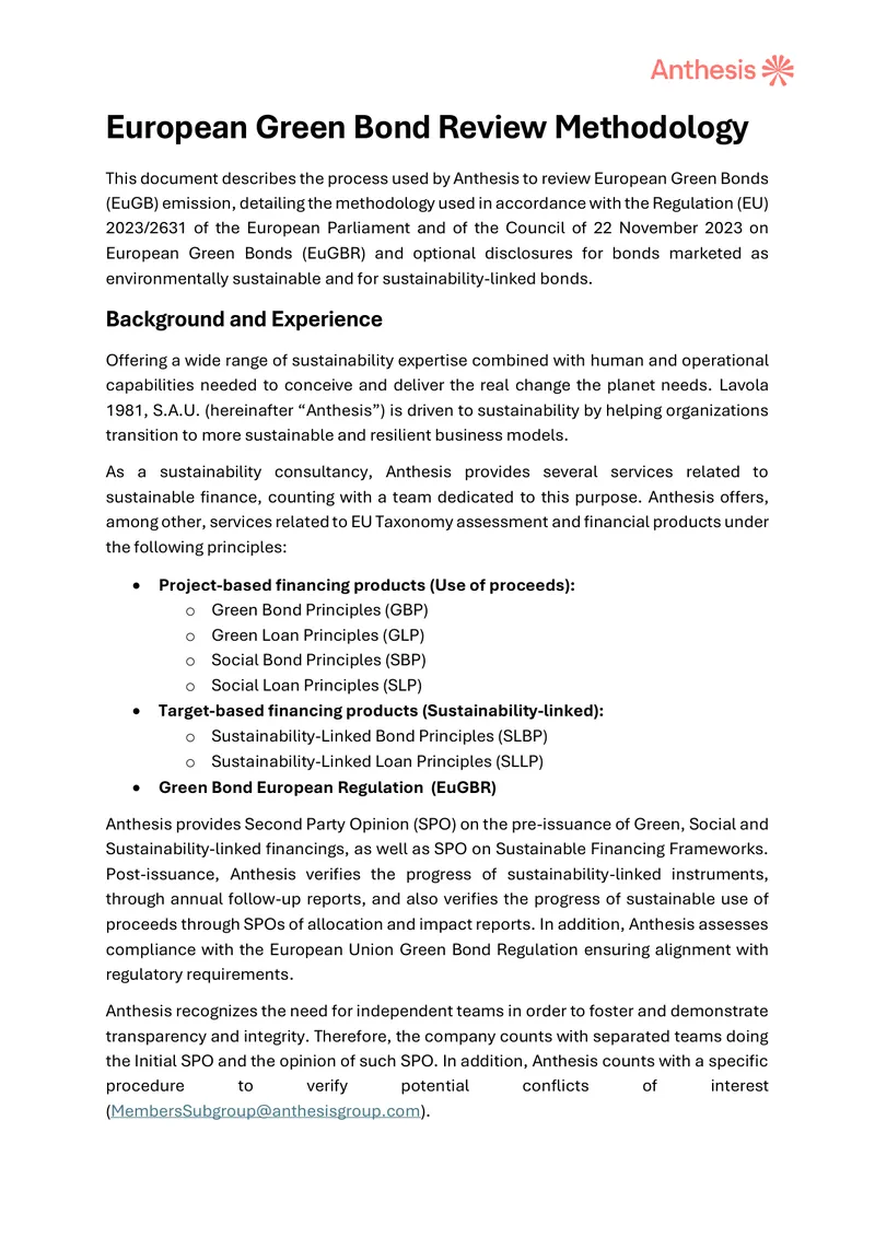 European Green Bond Review Methodology