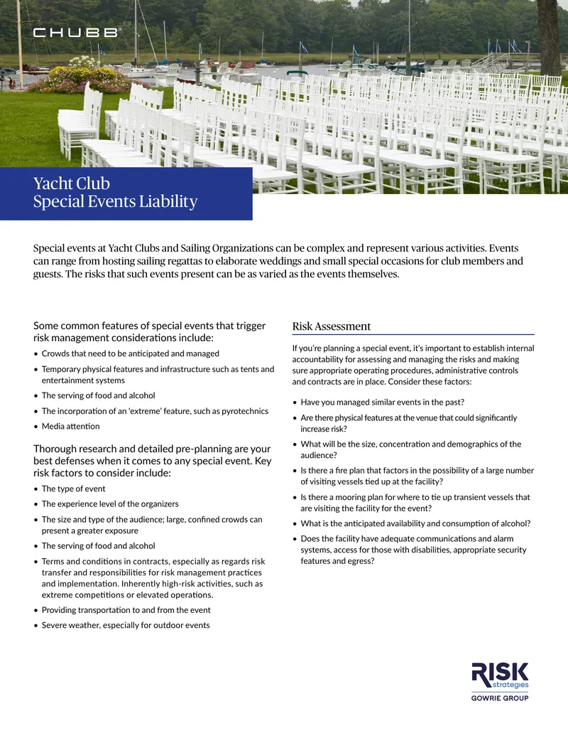 Special Events Liability Management for Yacht Clubs