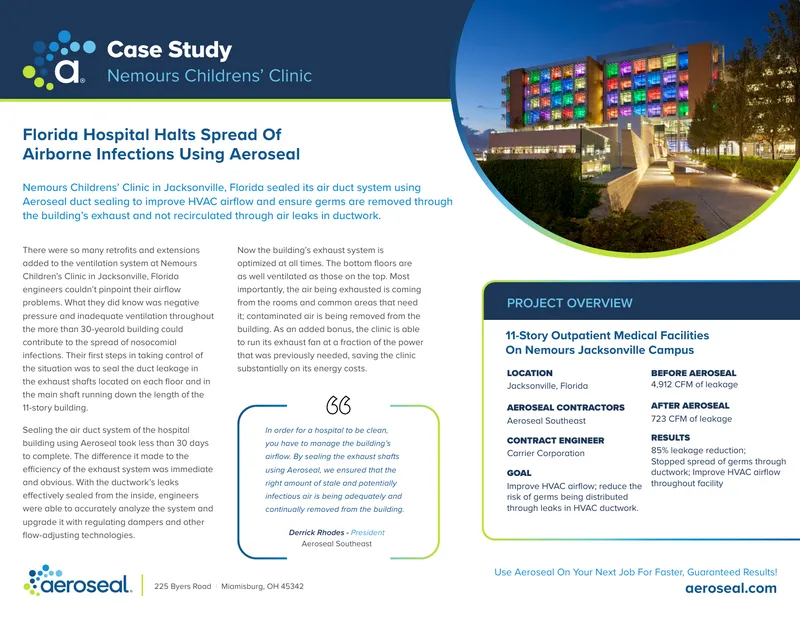 Duct Sealing Case Study for Nemours Children's Clinic