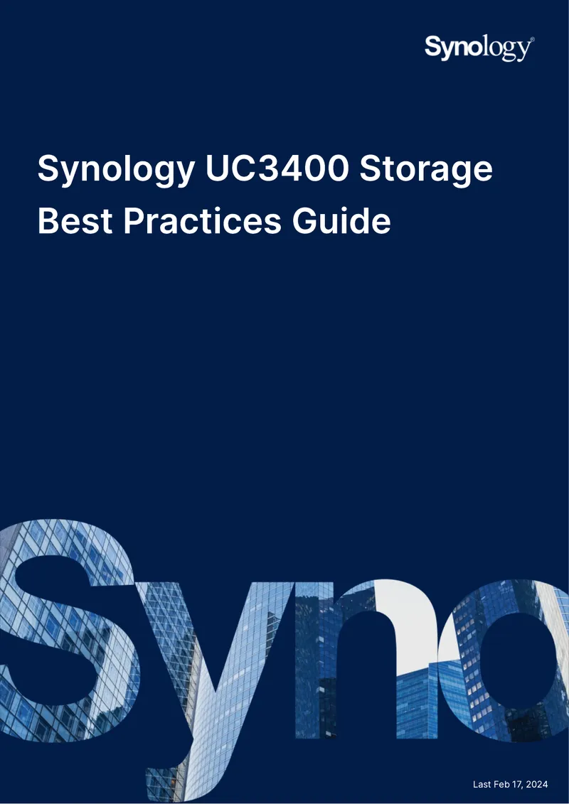 Synology UC3400 Storage Best Practices Guide
