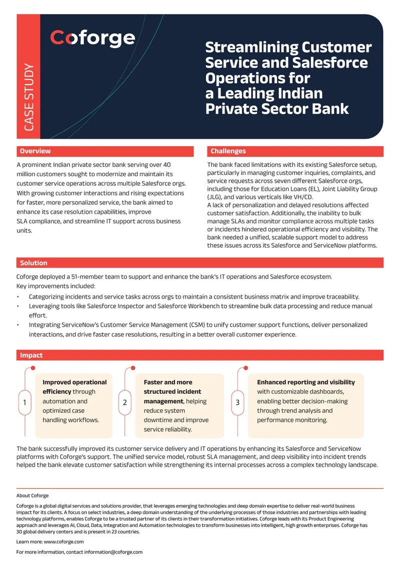 Streamlining Customer Service Operations for a Bank