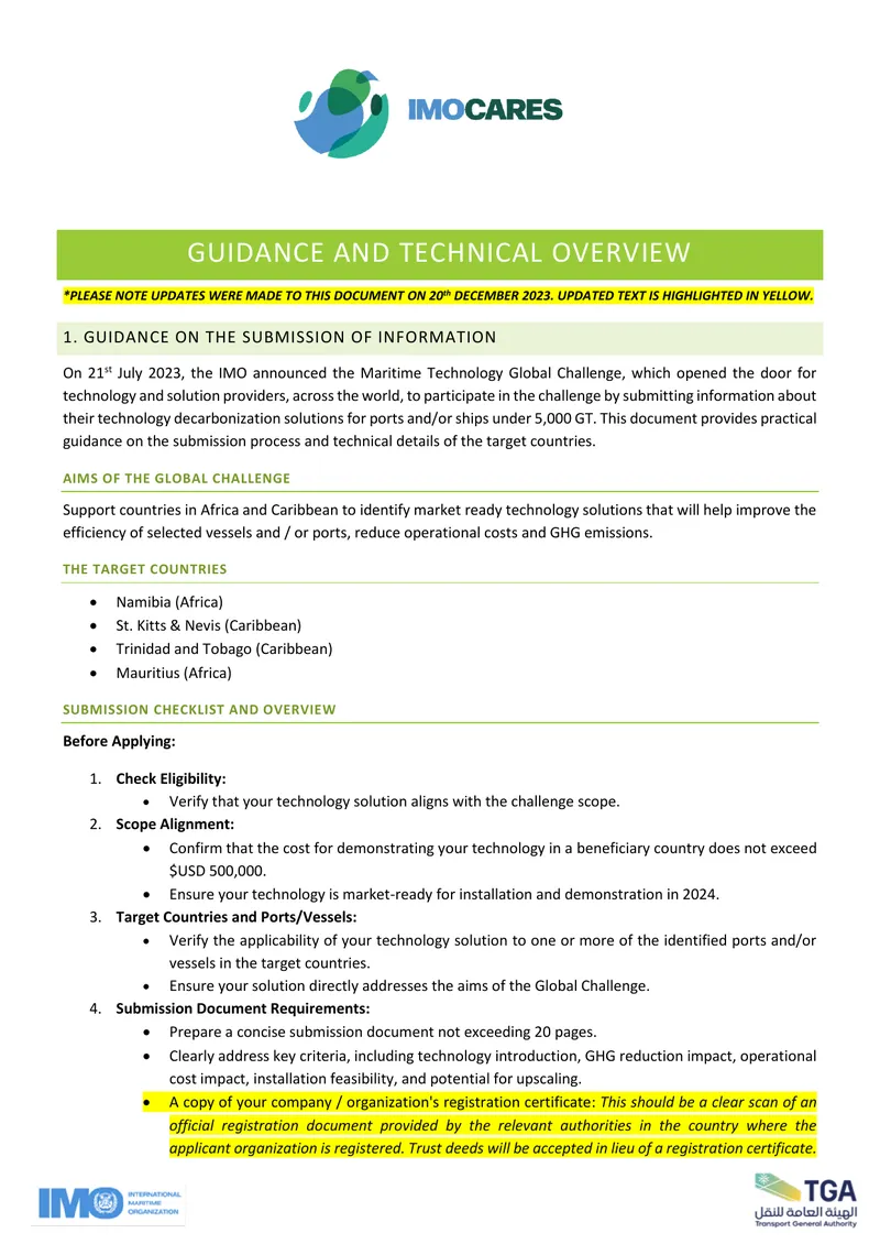 Maritime Technology Global Challenge Submission Guidance