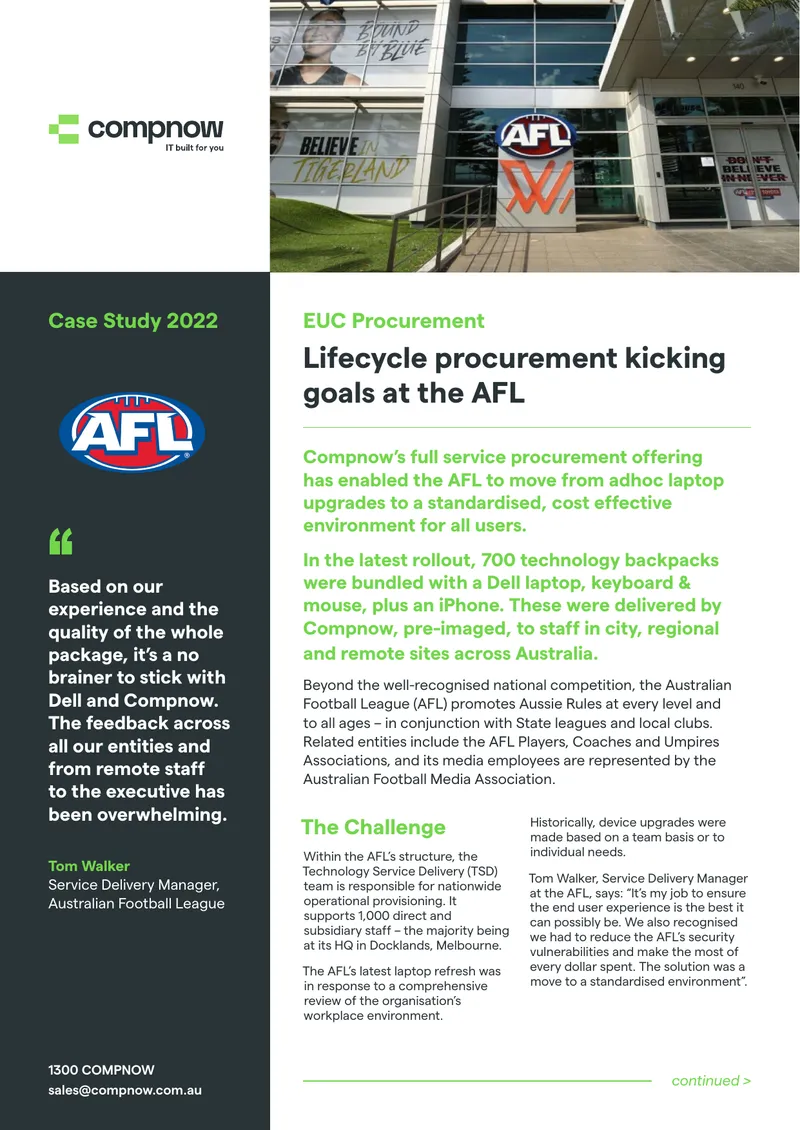EUC Procurement Lifecycle at the AFL