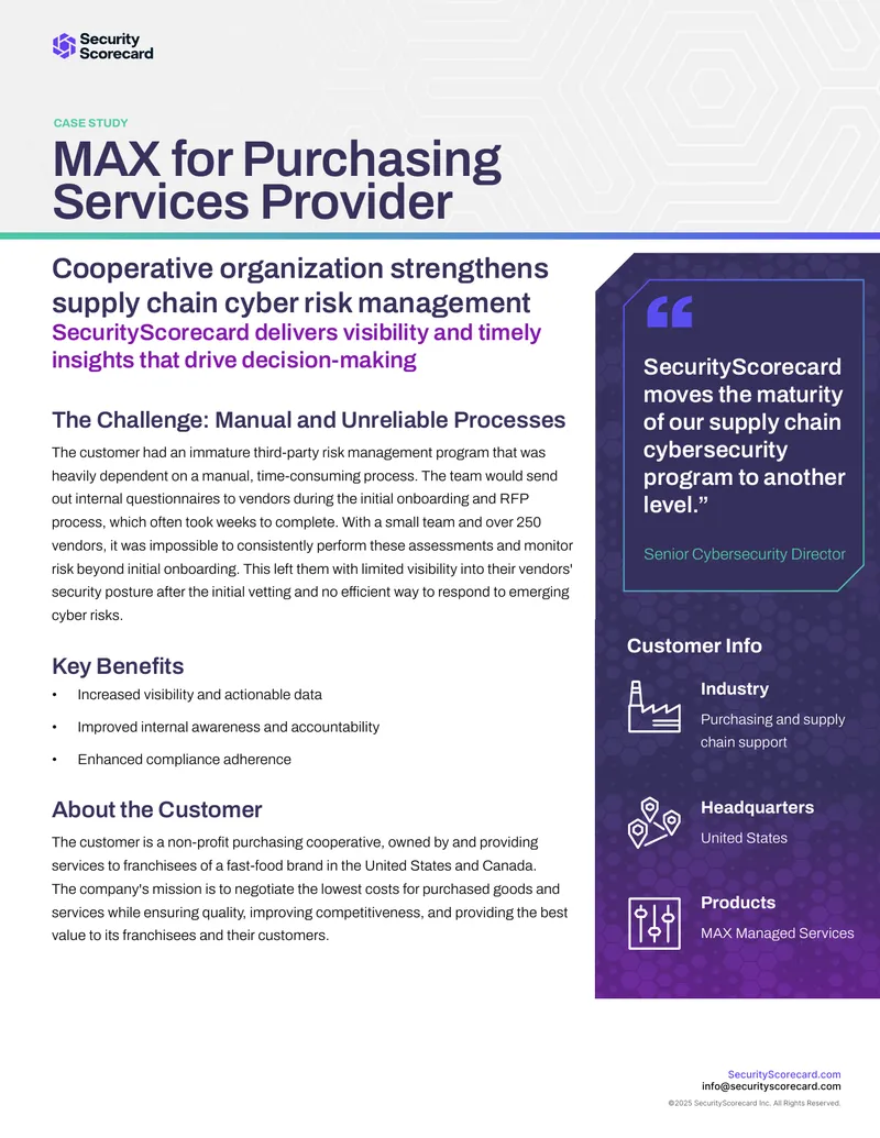MAX for Purchasing Services Provider Case Study
