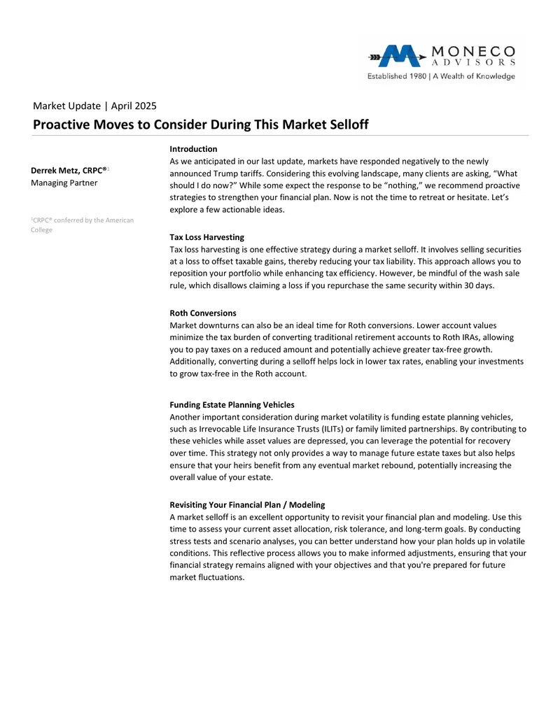 Proactive Strategies During Market Selloff
