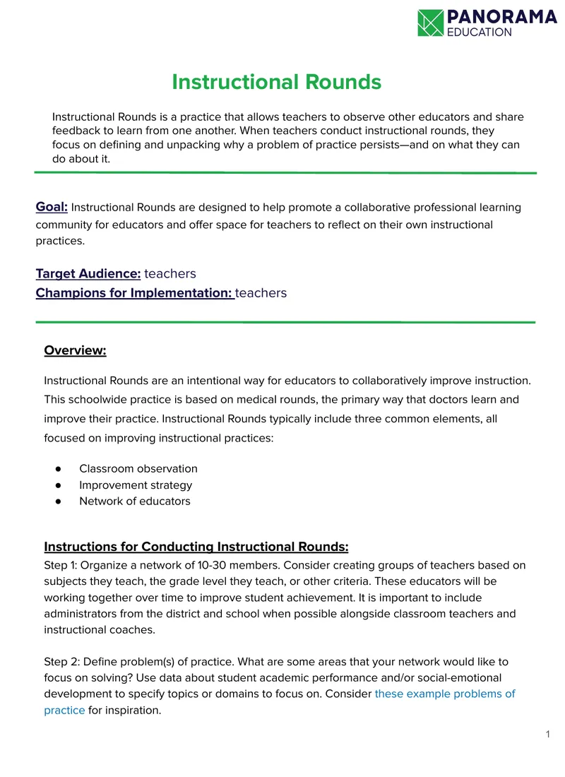 Instructional Rounds Implementation Guide