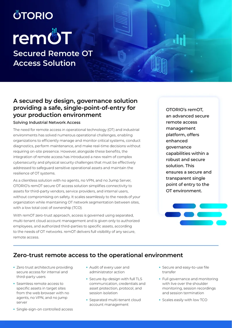 Secure Remote Access Management for Operational Technology