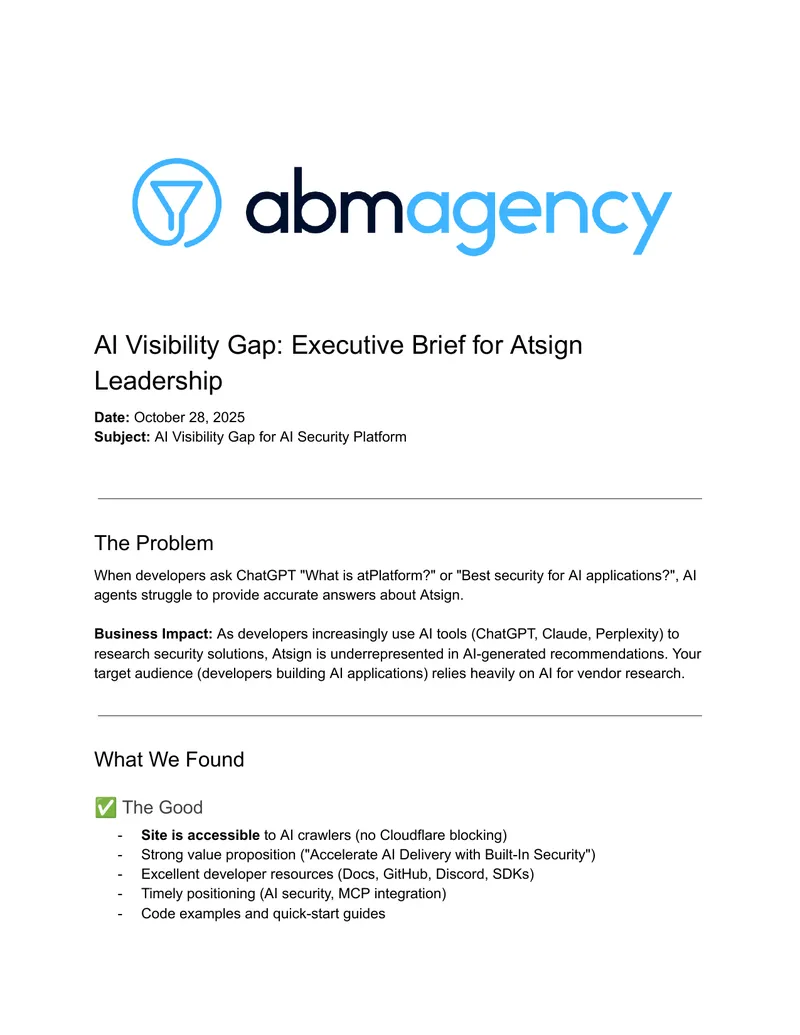 AI Visibility Gap for Atsign Security Platform