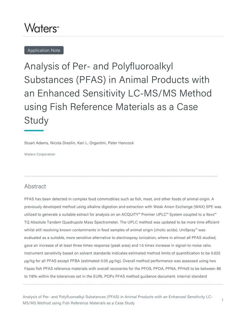 Analysis of PFAS in Animal Products Using LC-MS/MS Method