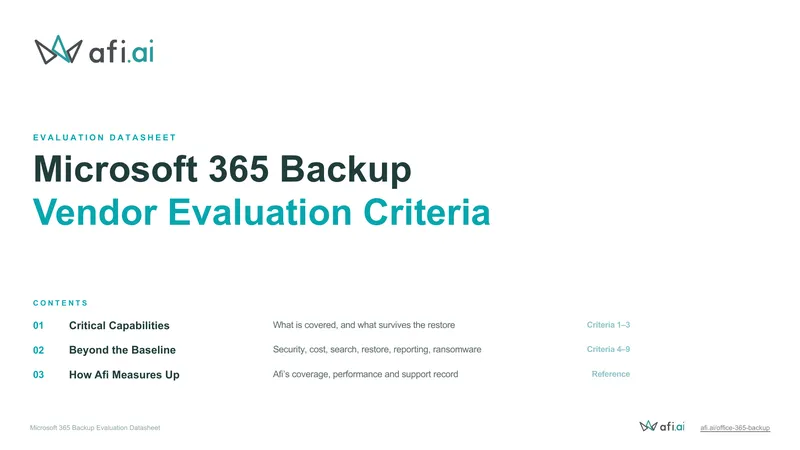Microsoft 365 Backup Evaluation Datasheet