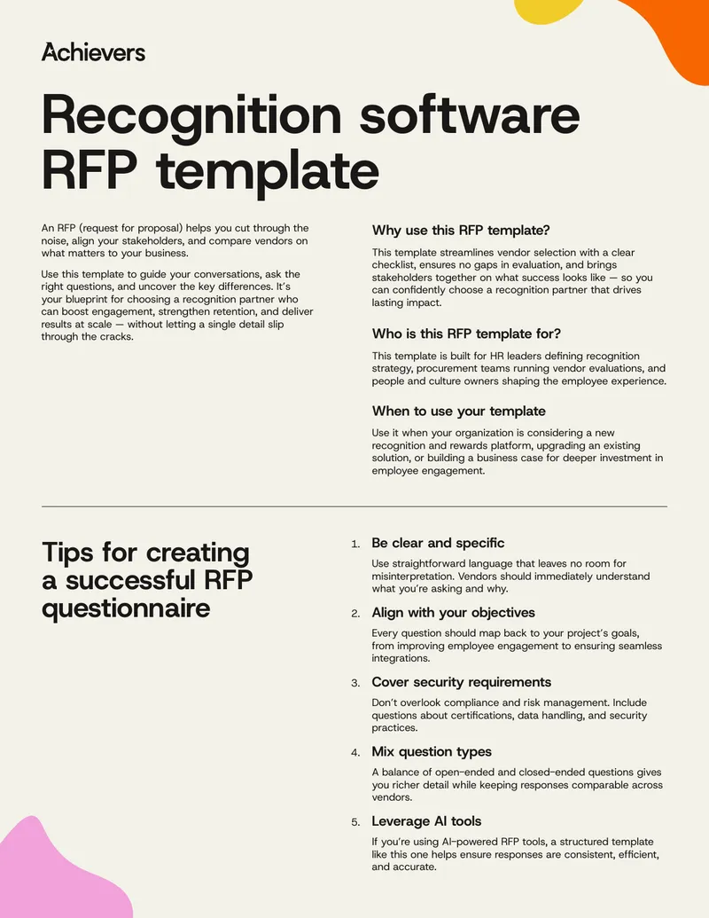 Recognition Software RFP Template