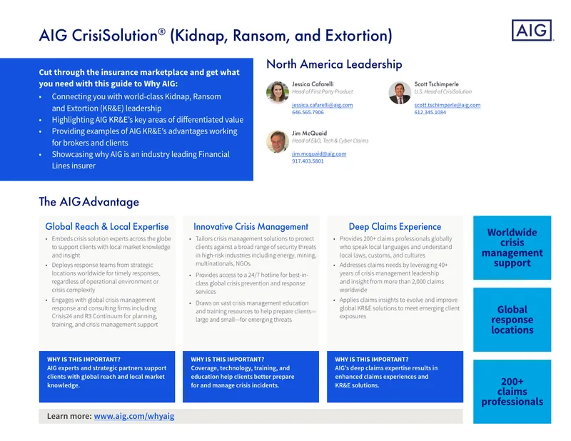 AIG CrisiSolution Kidnap Ransom and Extortion Overview