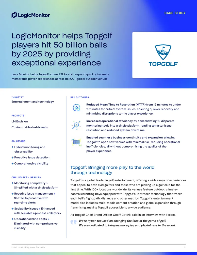 Topgolf Case Study on Monitoring Solutions