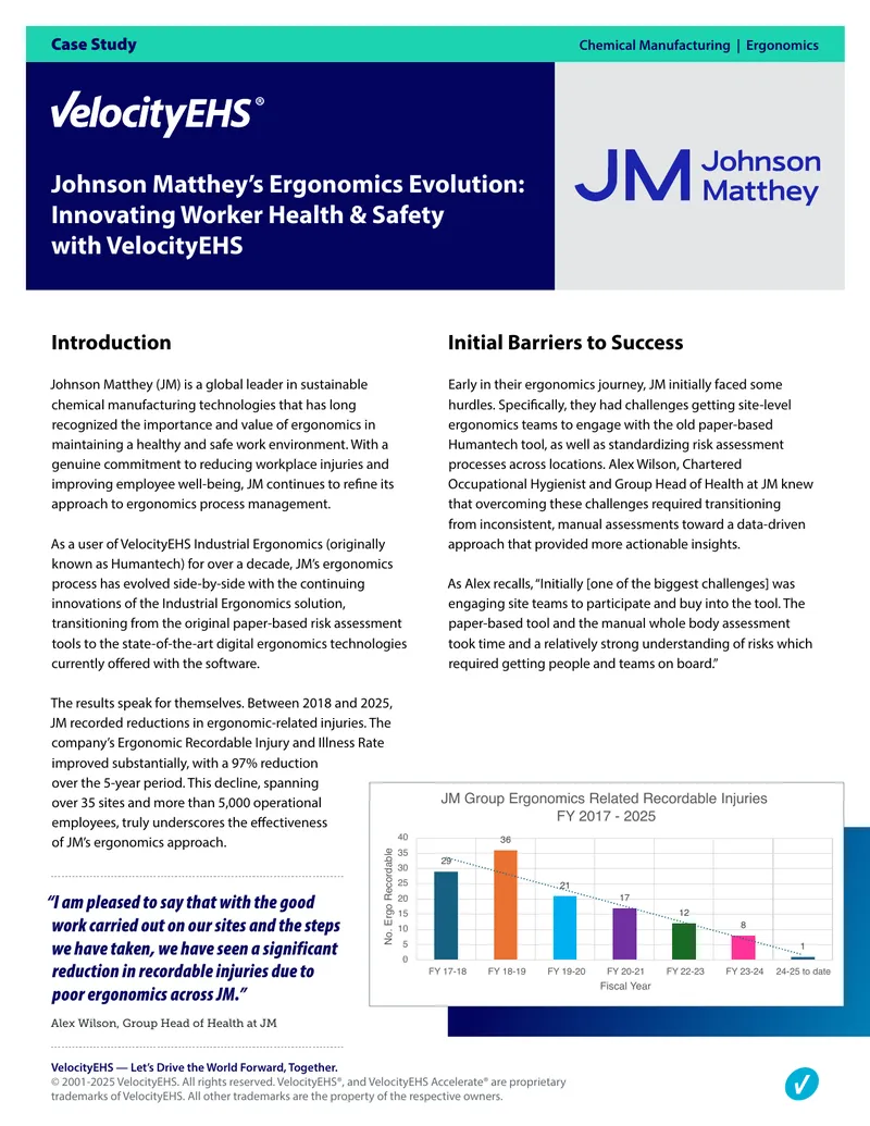 Johnson Matthey Ergonomics Process Improvement Case Study