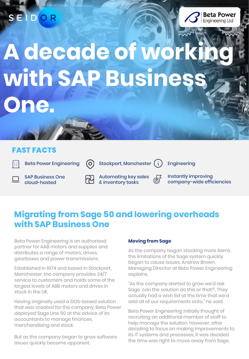 Beta Power Engineering SAP Business One Implementation