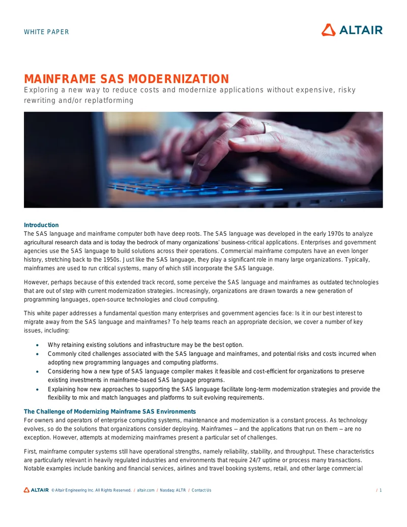 Mainframe SAS Modernization Strategies