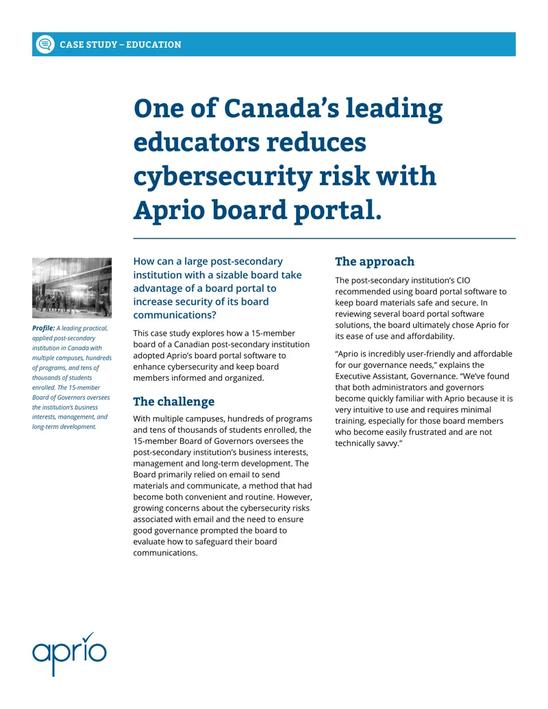 Cybersecurity Risk Reduction in Education Case Study
