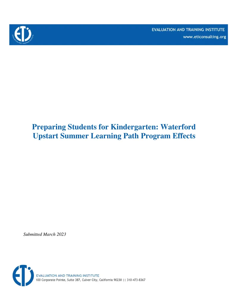 Effects of Waterford Upstart Summer Learning Path Program