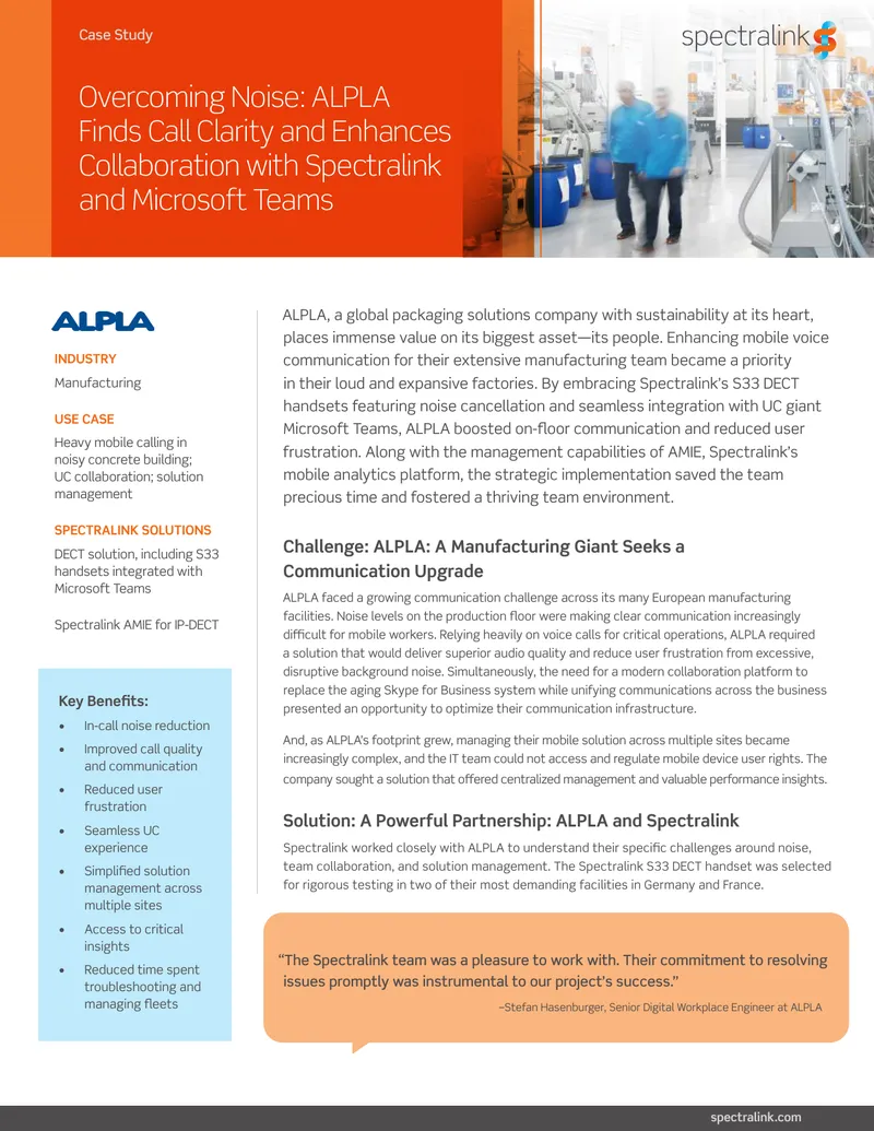 ALPLA Enhances Communication with Spectralink Solutions