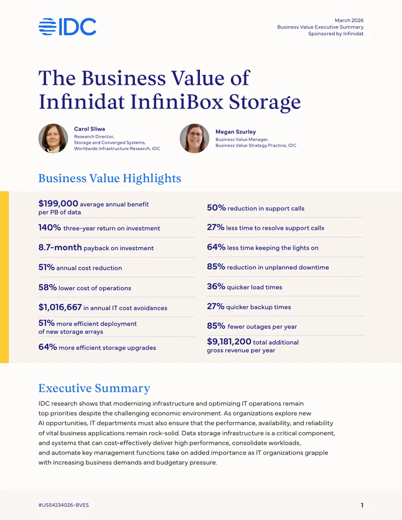 Business Value of Infinidat InfiniBox Storage