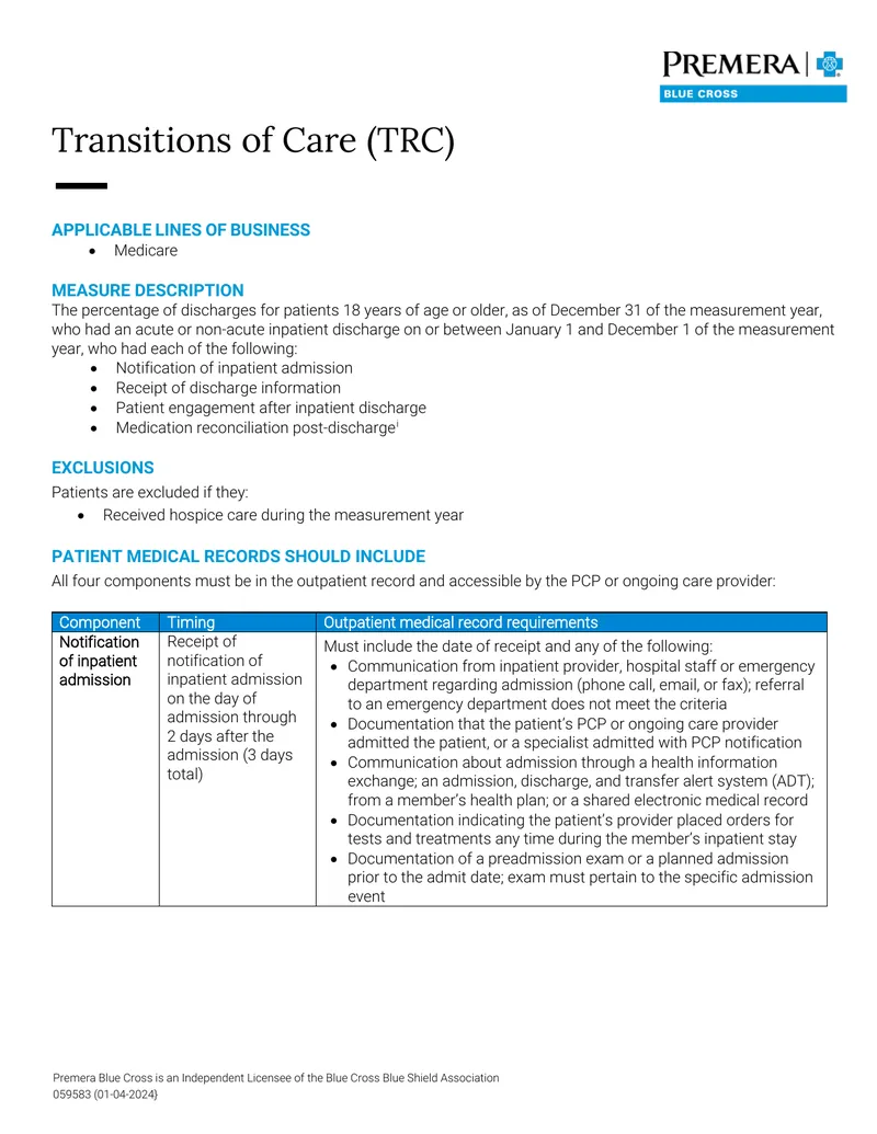 Transitions of Care Measurement Guidelines
