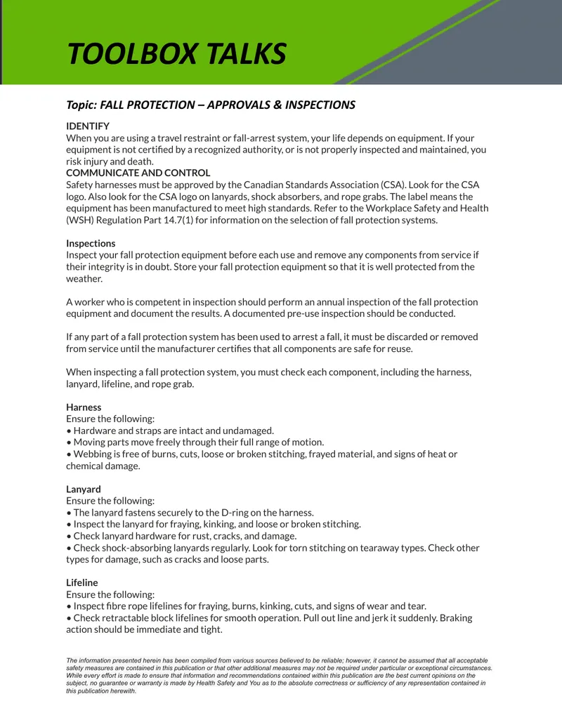 Fall Protection Approvals and Inspections Guide