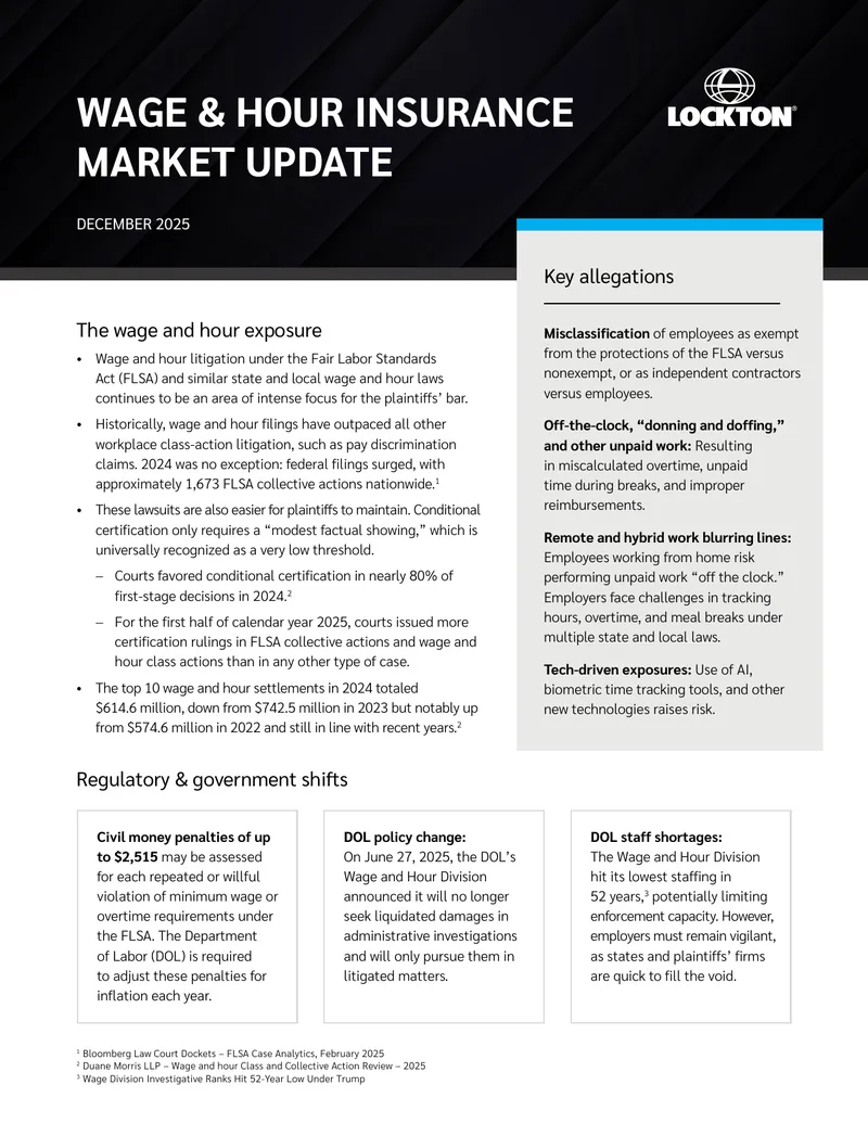 Wage and Hour Litigation Trends and Implications