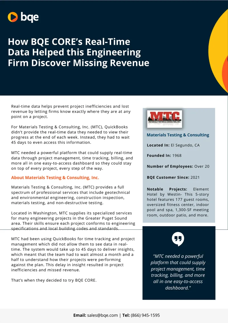 BQE CORE Implementation for Engineering Firm
