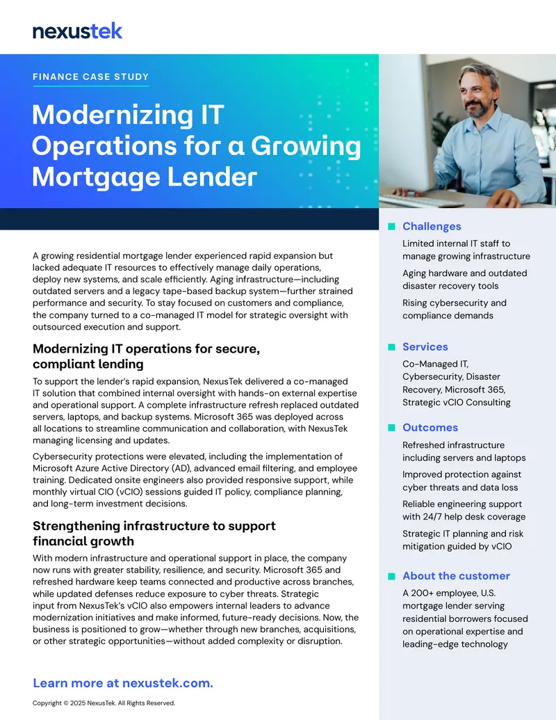 Modernizing IT Operations for a Growing Mortgage Lender