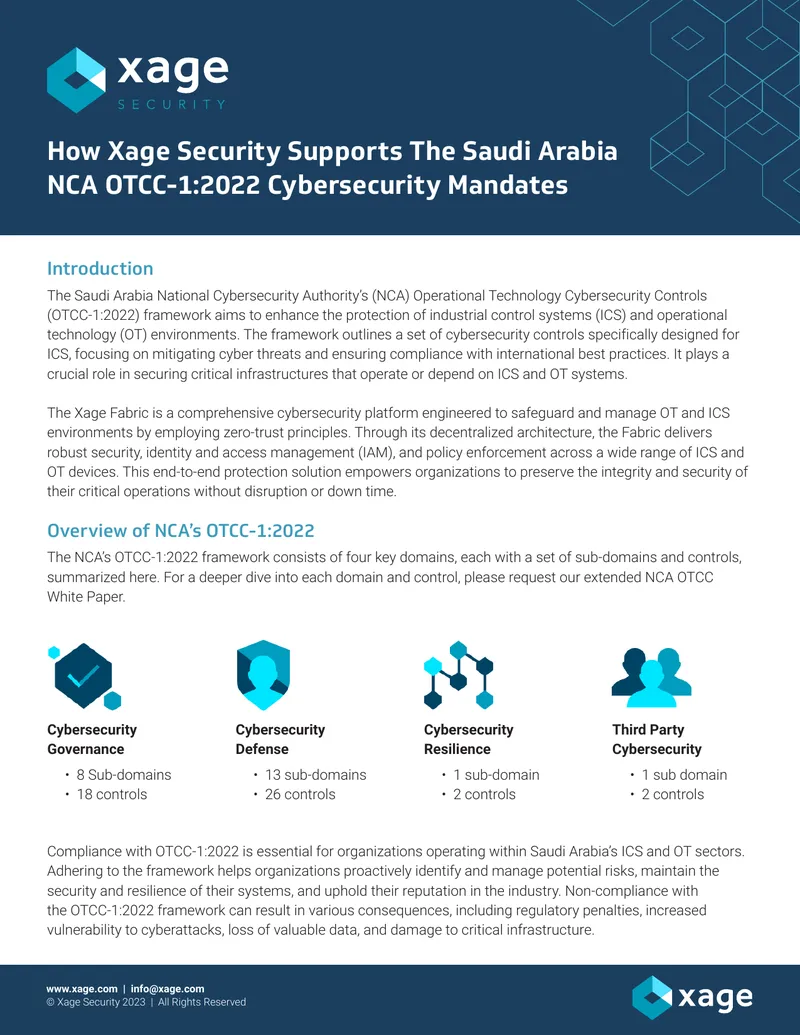 NCA Operational Technology Cybersecurity Controls Framework