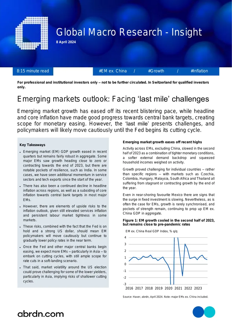 Emerging Markets Economic Outlook and Challenges