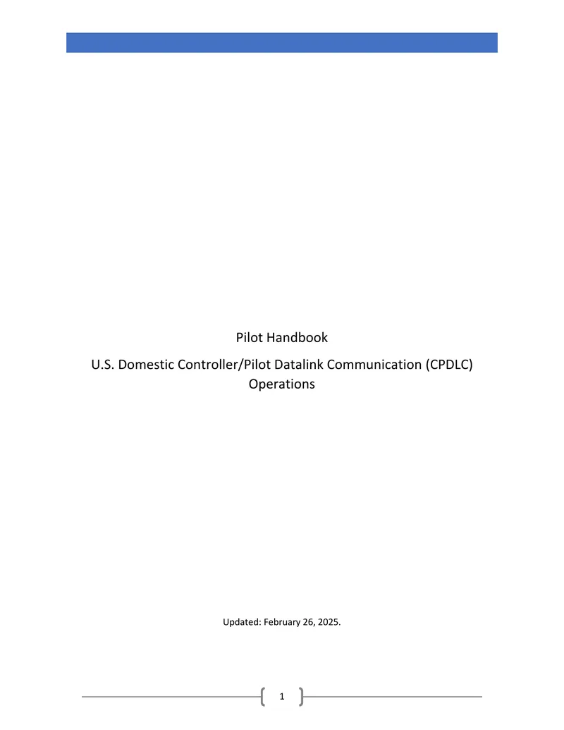 U.S. Domestic Controller Pilot Datalink Communication Operations Handbook
