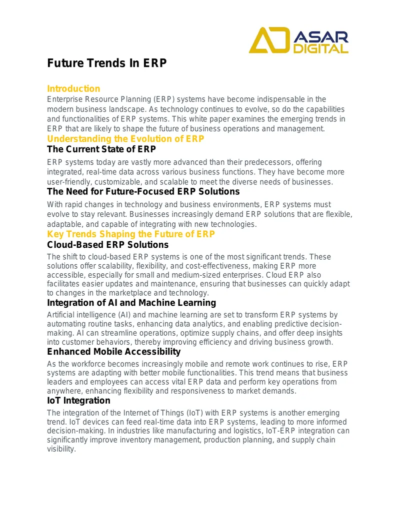 Future Trends in ERP Systems preview page 1