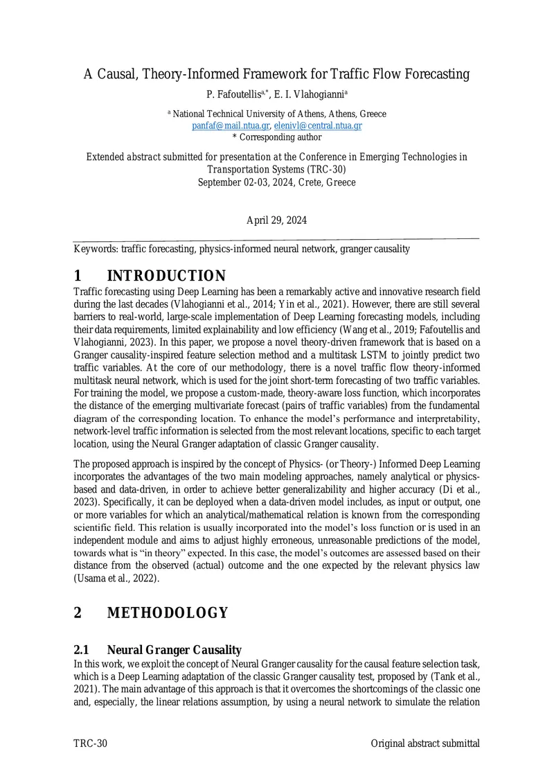 Causal Framework for Traffic Flow Forecasting