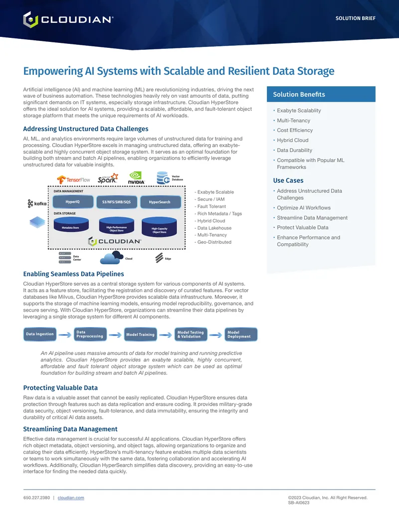 Cloudian HyperStore for AI and Machine Learning Workloads