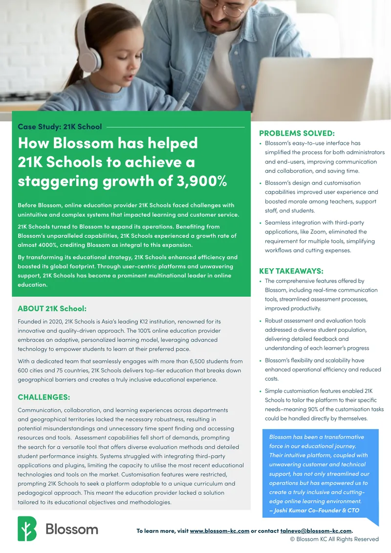 21K School Case Study on Blossom Implementation