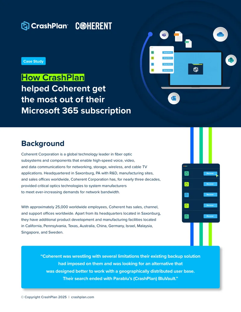 CrashPlan Case Study on Coherent Corporation