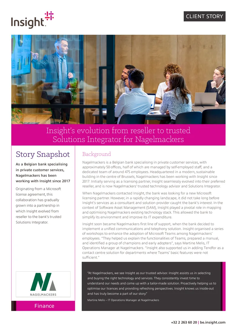 Nagelmackers Partnership with Insight for Technology Solutions