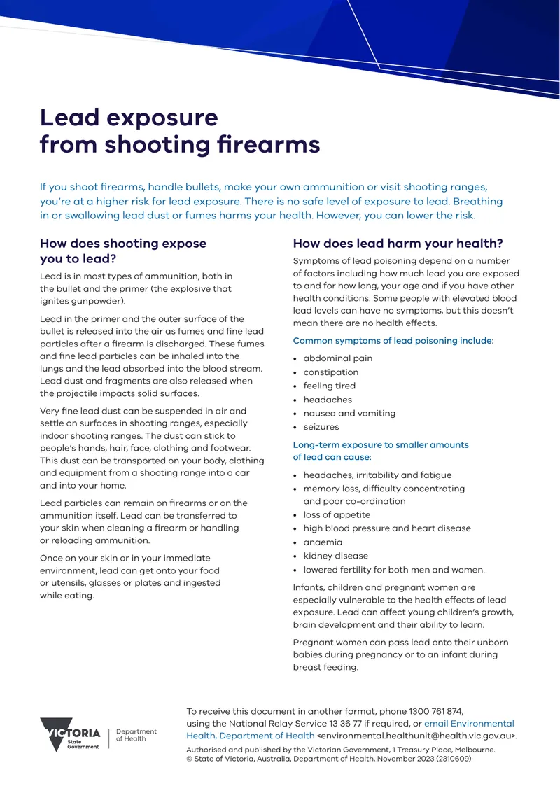 Lead Exposure Risks from Shooting Firearms