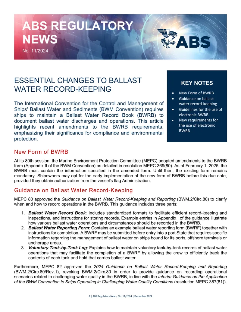 Amendments to Ballast Water Record-Keeping Requirements preview page 1