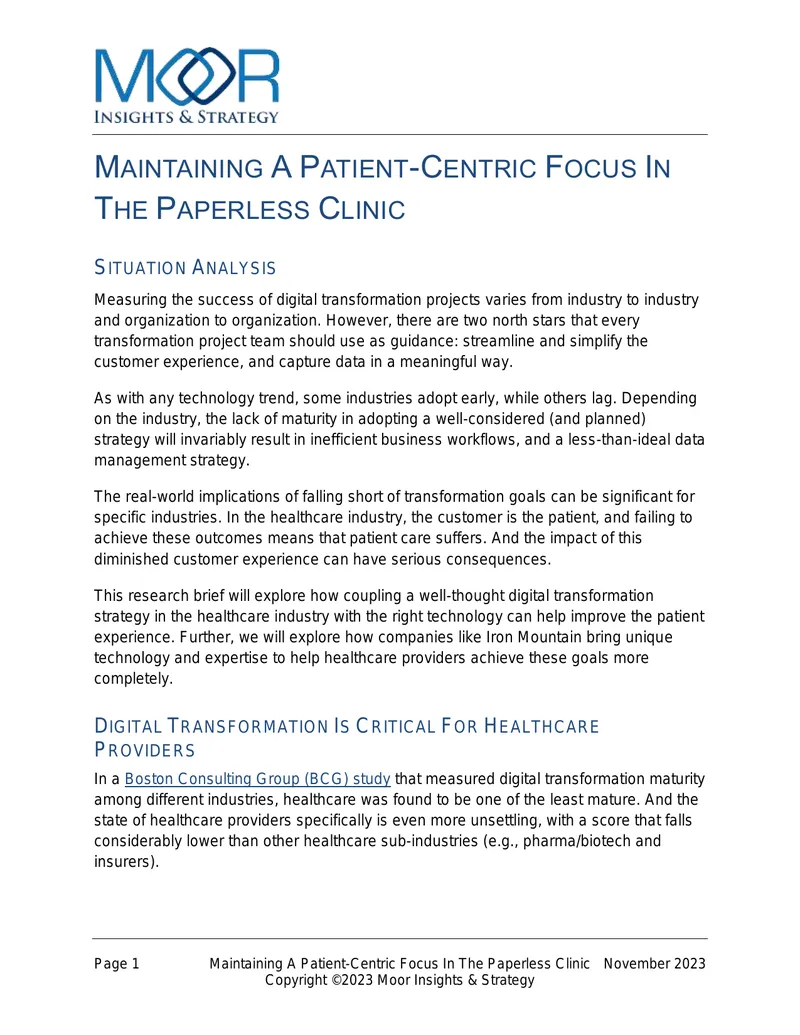 Maintaining Patient-Centric Focus in the Paperless Clinic