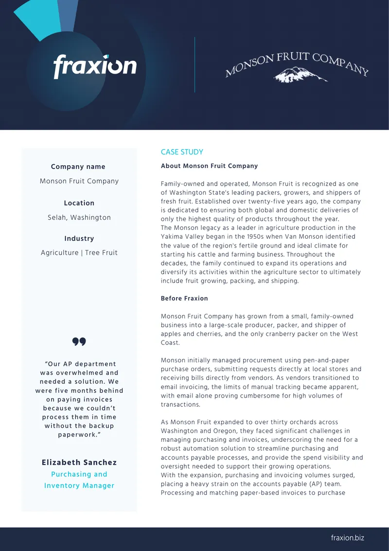 Monson Fruit Company Procurement Automation Case Study preview page 1