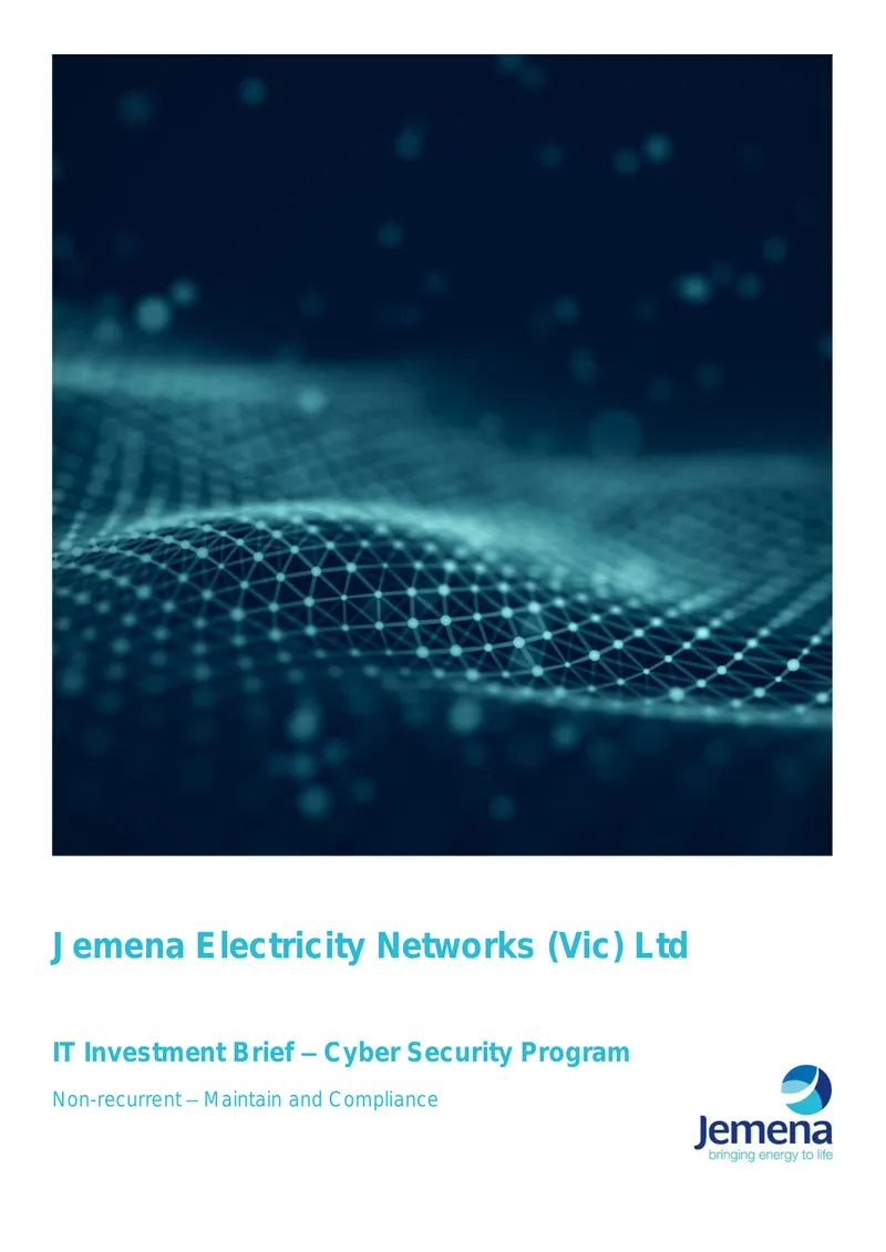 Cyber Security Program Investment Brief