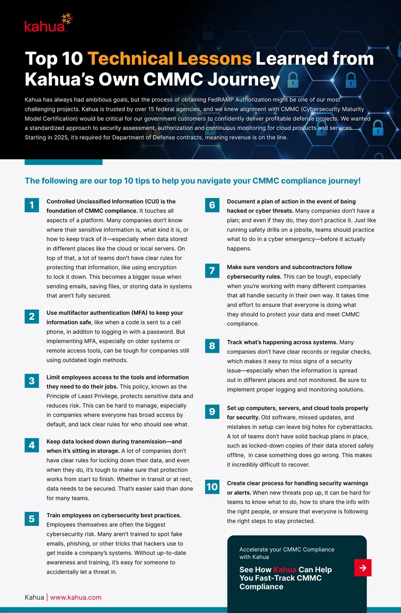 Top 10 Technical Lessons Learned from CMMC Journey