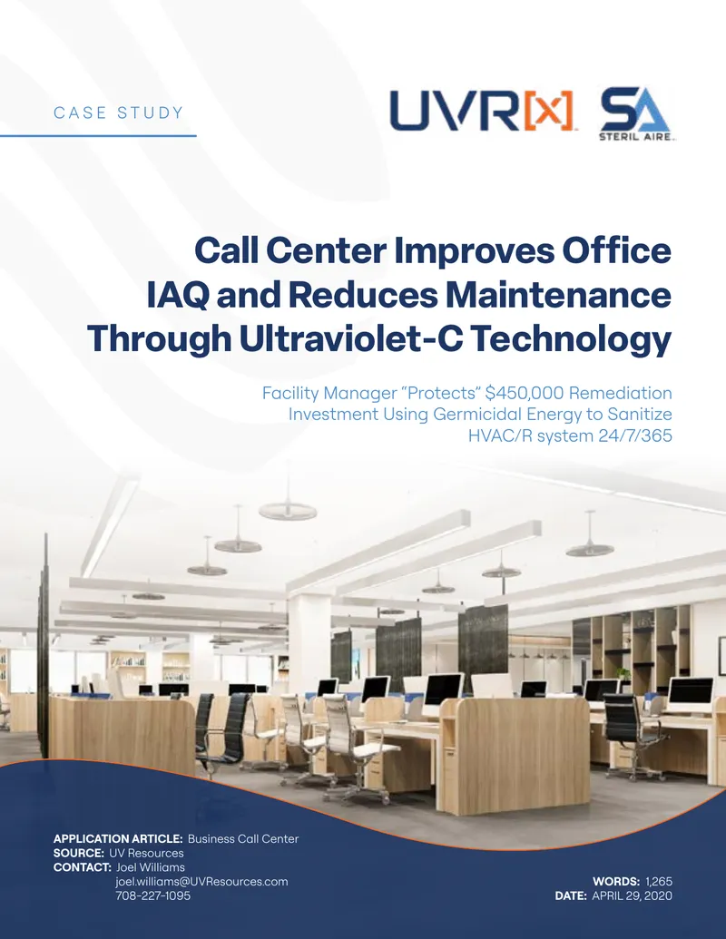Call Center Improves Office IAQ with UV-C Technology