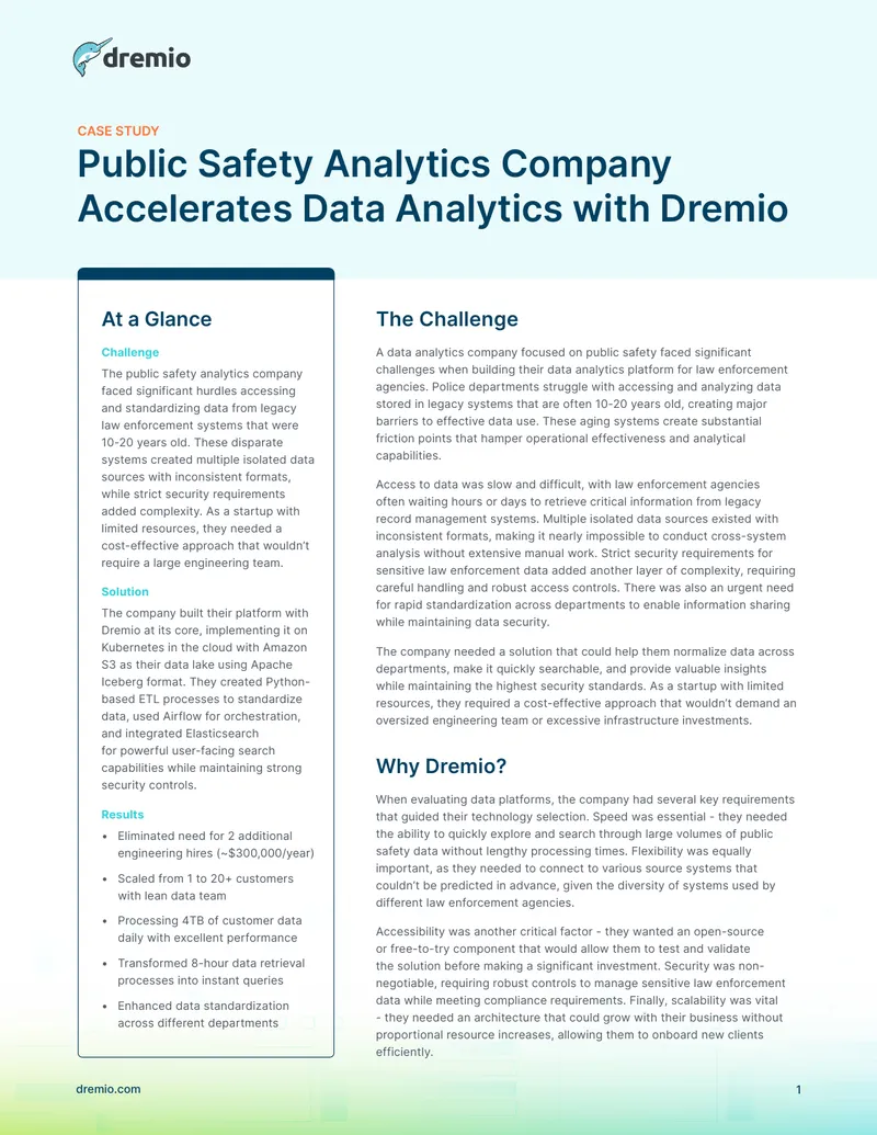 Public Safety Analytics Data Platform Case Study