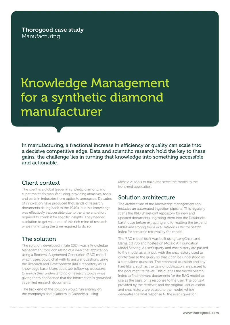 Knowledge Management Tool for Synthetic Diamond Manufacturing