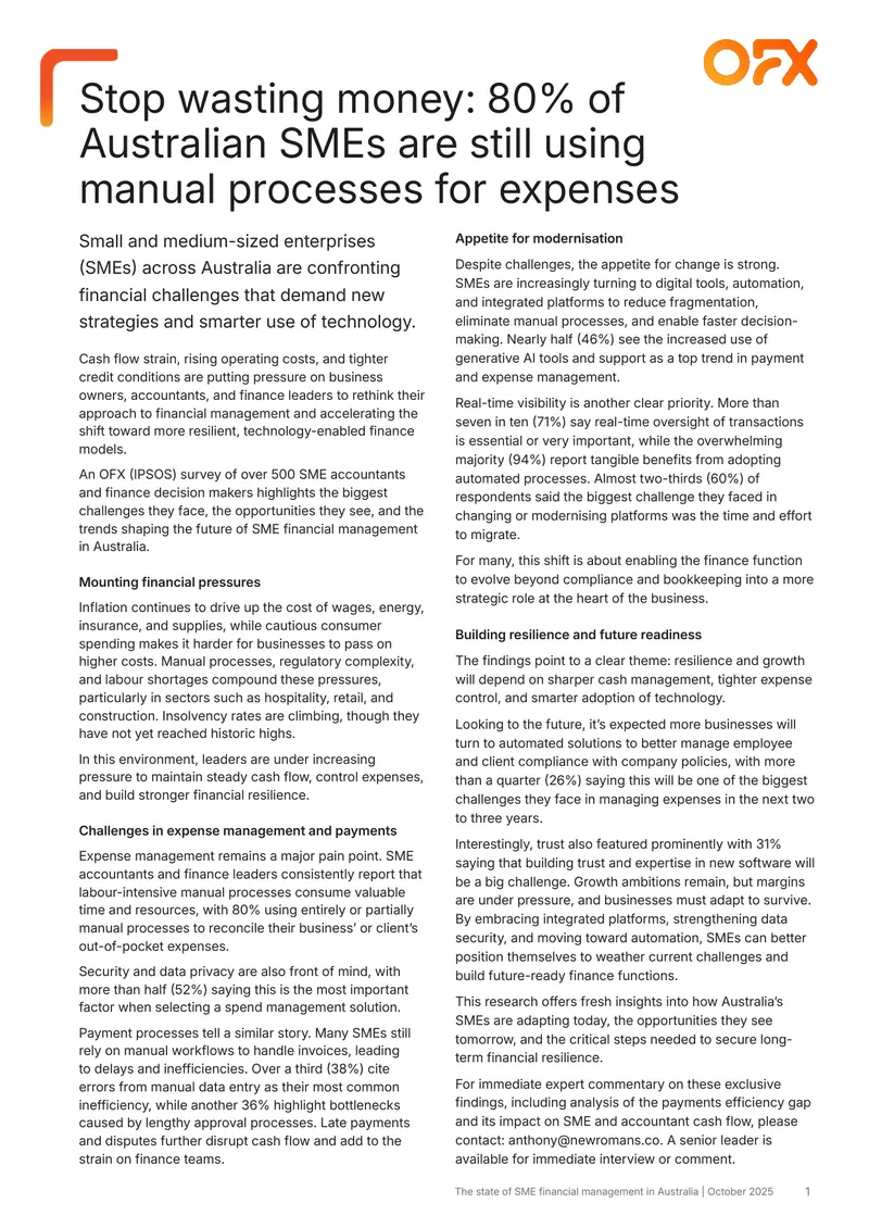 State of SME Financial Management in Australia