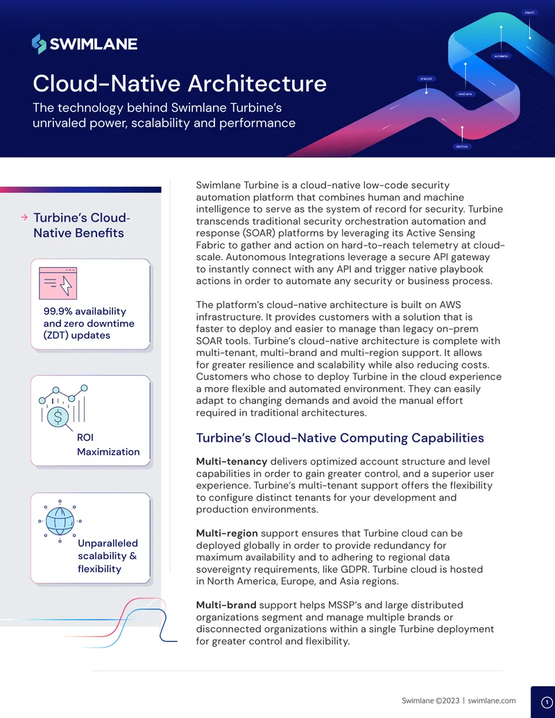 Swimlane Turbine Cloud-Native Security Automation Platform