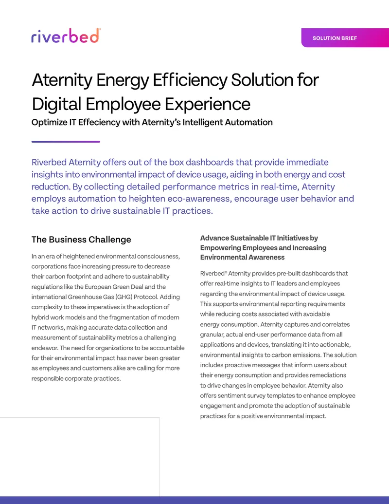 Aternity Energy Efficiency Solution for Digital Employee Experience